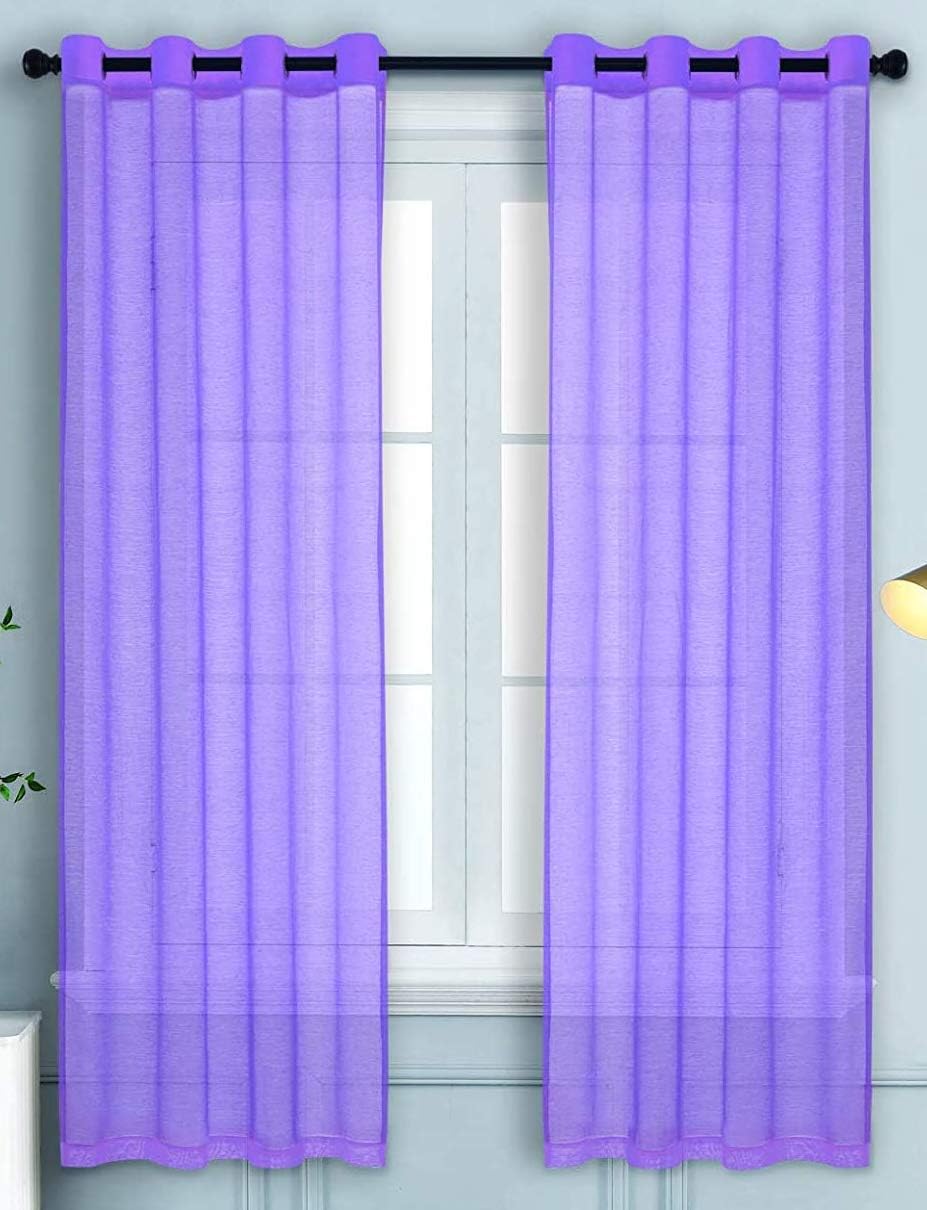WPM Lavender Sheer Window Curtain Panels for Bedroom