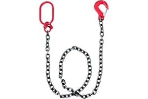 Kivomot G80 Lifting Chain Sling - 6600Lb Capacity, 6FT Length, 3/8" Chain Diameter, Automatic Welded, Heat Treated, High Strength Alloy Steel with Painted Hook & Safety Factor 6:1