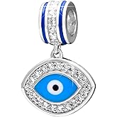 EMOSTAR Evil Eye Charms fits European Charm Bracelet, Antique 925 Sterling Silver Eye of Horus Symbol of Amulet Beads with CZ, Gift for Halloween/Christmas