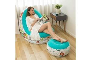 Portable Leisure Air Sofa, Fast Inflatable Lazy Sofa Chair, with Household Air Pump and Footstool, Sturdy and Not Easy to Col