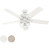 Hunter Fan 52 inch Casual Fresh White Finish Outdoor Ceiling Fan with LED Light Kit (Renewed)