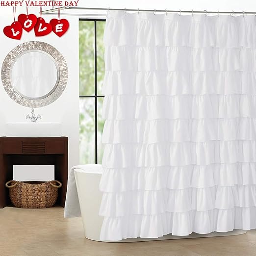 Amazon Com Westweir White Ruffle Shower Curtain Farmhouse Cloth