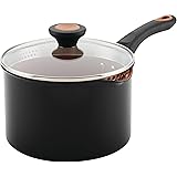 Farberware Glide Nonstick Sauce Pan/Saucepan with Straining and Lid, 3 Quart, (Black)