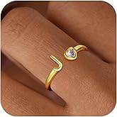 C-leen Valentines Day Gifts for Kids Teen Girls - 18K Gold Plated Initial Rings for Girls Women Adjustable Letter Rings Teen Girls Gifts Trendy Stuff Initial Ring Birthday Valentines Gift for Girl Non Tarnish