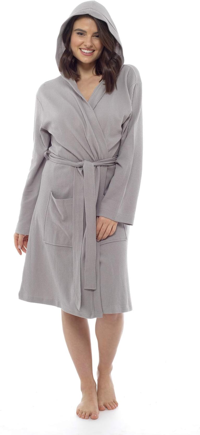 Pure Cotton Dressing Gown Women Waffle Kimono Lightweight Ladies Robe