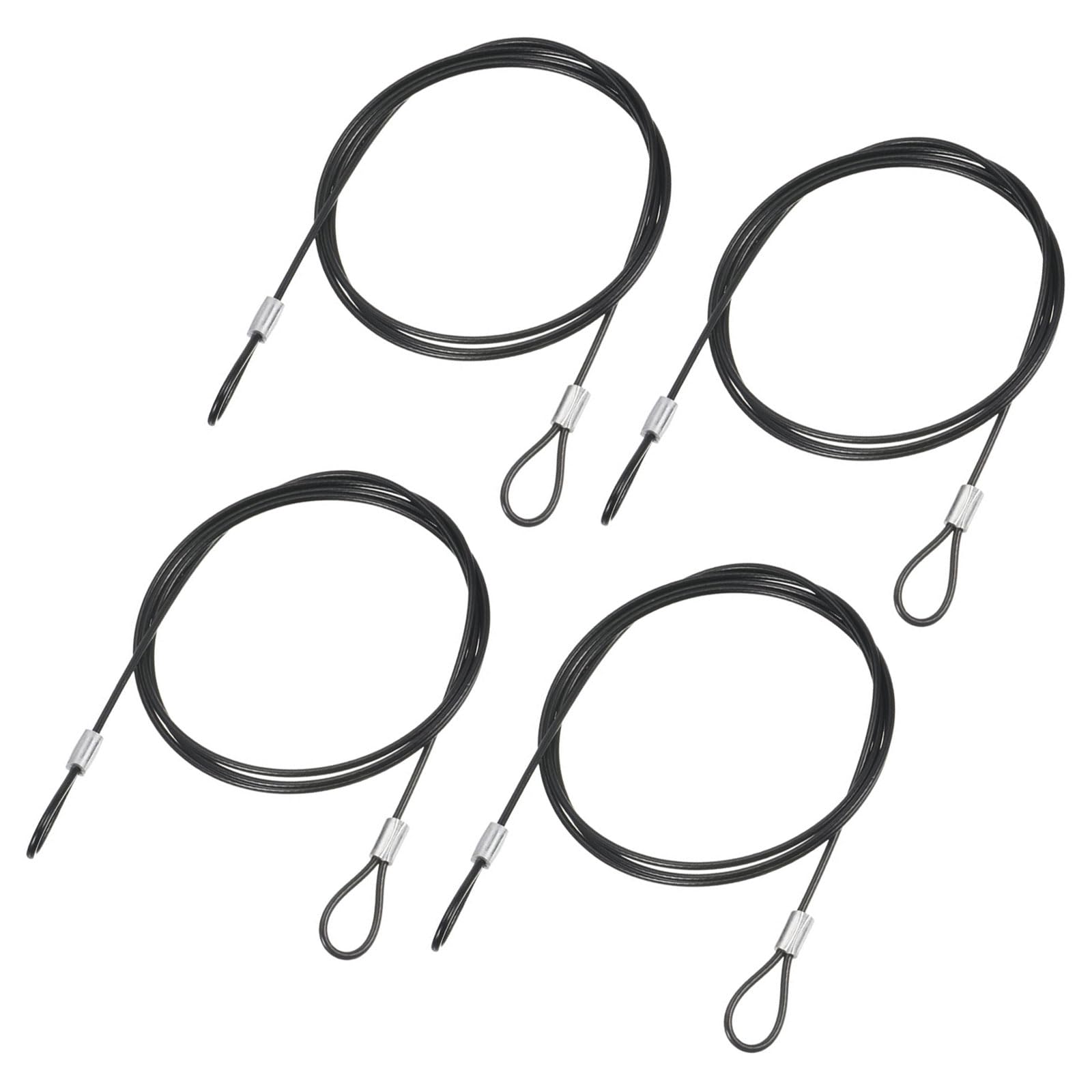 YOKIVE 4 Pcs Safety Cable Locks, Stainless Steel Security Wire Rope with Double Loops | Great for Outdoor, Luggage Locks (Black, 3.3-Feet)