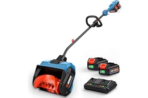 SENIX 2X2 40V Max Cordless Snow Shovel, 13" Width, 6" Depth, 20Ft Max Throw Distance,Variable Speed, Plows 375lbs/Min, 8000mAh Batteries and Charger