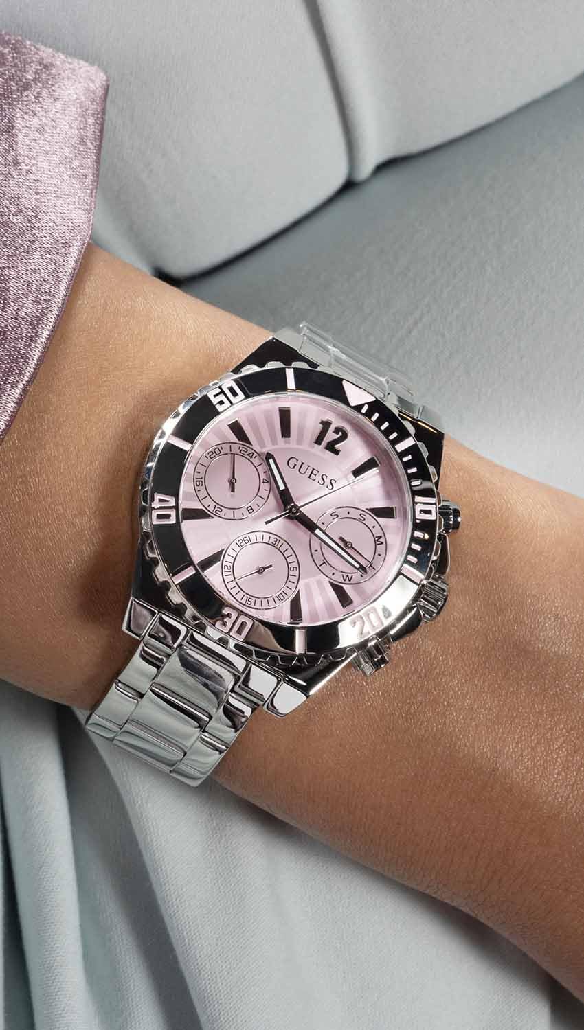 GUESS Silver-Tone Multifunction Watch
