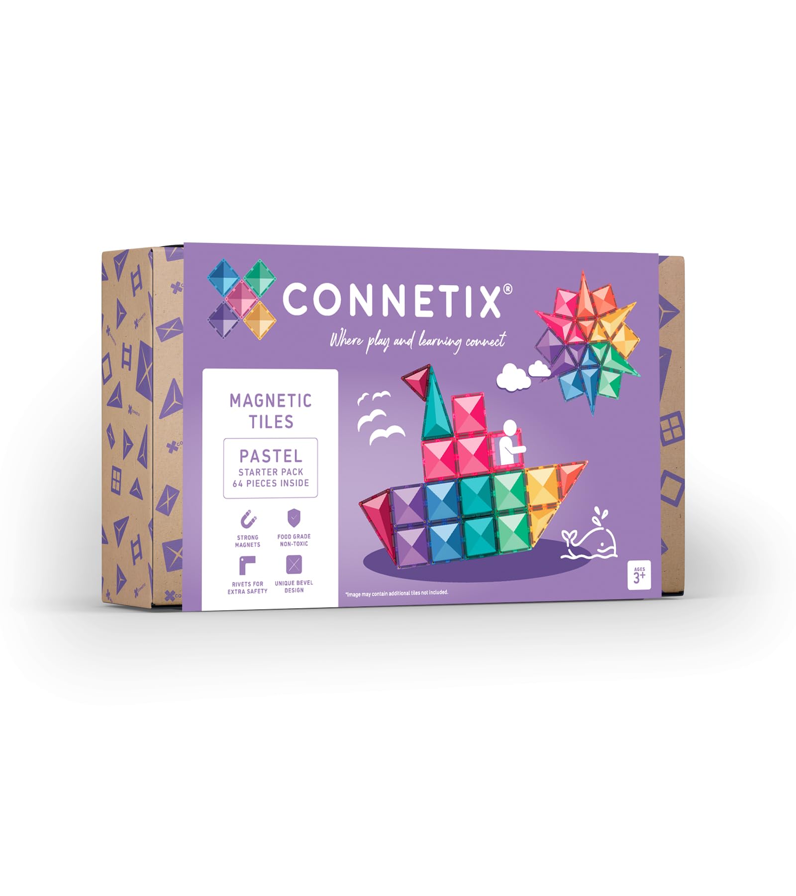 Connetix Pastel Starter Pack, 64 Pieces