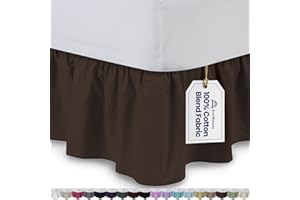 ShopBedding Ruffled Bed Skirt (Full, Brown) 14 Inch Drop Dust Ruffle with Platform, Poly/Cotton Fabric, Available in All Bed Sizes and 16 Colors - Blissford