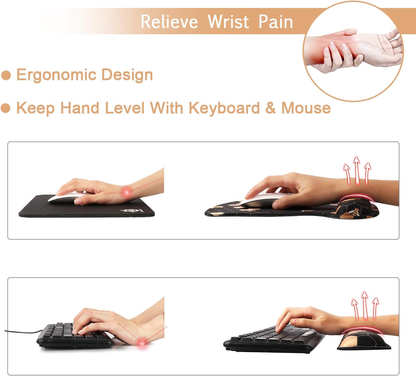iCasso Keyboard Wrist Rest and Mouse Wrist Rest Pad, Made of Memory Foam, Ergonomic Support, Easy Typing and Relieve Wrist Pain, Perfect for Gaming, Computer, Office, Laptop - Honeycomb : Office Products
