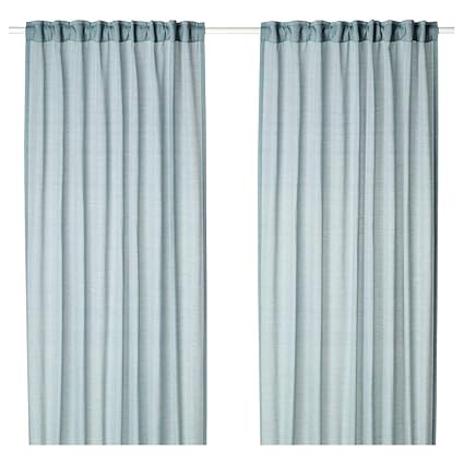 Ikea Asia Hilja Curtains 1 Pair Blue Amazon Co Uk Kitchen Home