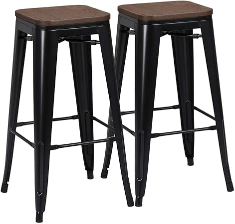 Amazon De Yaheetech 2x Barhocker Metall Tresenhocker Industrial Bistrohocker Kuchenstuhle Belastbar