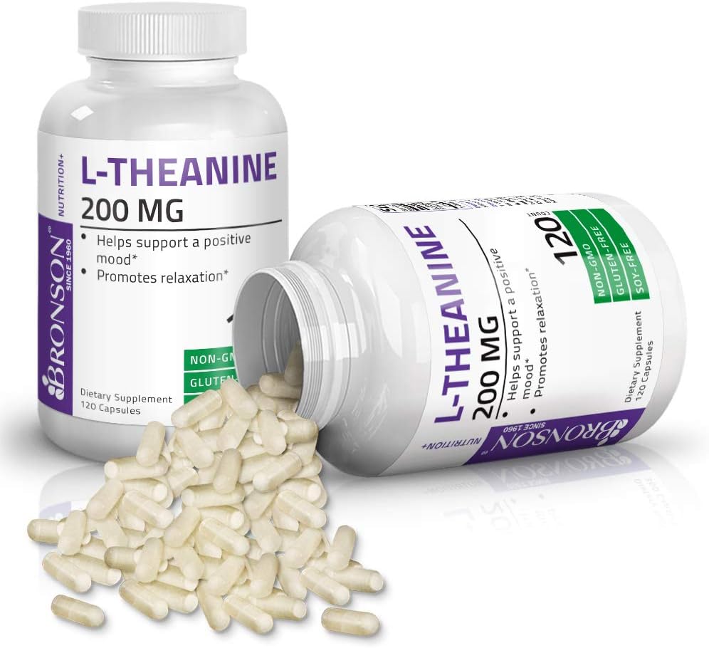 L-Theanine 200mg (Double-Strength) with Passion Flower Herb - Reducing Stress and Promoting Relaxation Without Sedation - Non GMO, 120 Capsules: Health & Personal Care