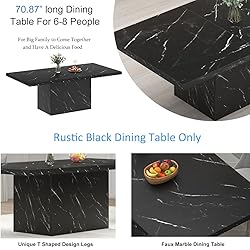 HSH 71” Black Dining Table for 6-8, Rectangle