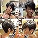 VRZ Short Human Hair Wigs Cute Pixie Cut Wigs Medium Cap Size Color 1B (XJK)