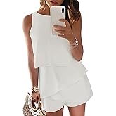 Dokotoo Womens Summer Jumpsuits 2026 Casual Ruffle Chiffon Sleeveless Rompers