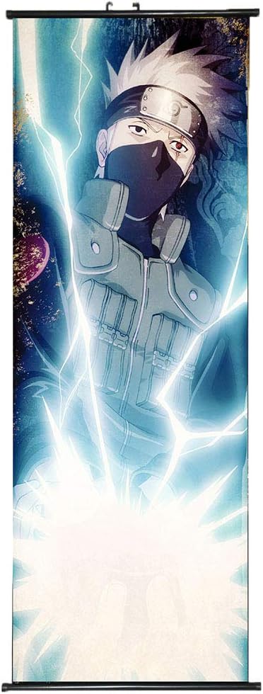 Bowinr Naruto Shippuden Wall Scroll Poster, Japanese Anime No Fading Art Print Fabric Painting Poster for Home Wall Decor( 30x90cm Hatake Kakashi)