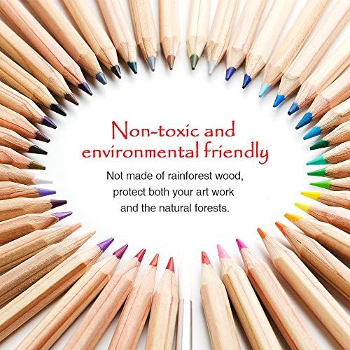 Set of 72 colored pencils in a tin case, various colors, suitable for coloring and drawing.