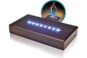ASENTE 8 LED Light Stand Base - Rectangle Display Pedestal for 3D Crystal Glass Art - AC/USB Operated - Lighted Mirror Box for Centerpieces (Cherry Wood Veneer)