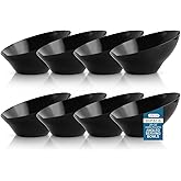 Liacere 16 Pack Black Plastic Bowls - Black Serving Bowls - 20 OZ Angled Bowl Disposable for Chip,Candy,Salad and Fruit - Ideal for Wedding & Party & New Year