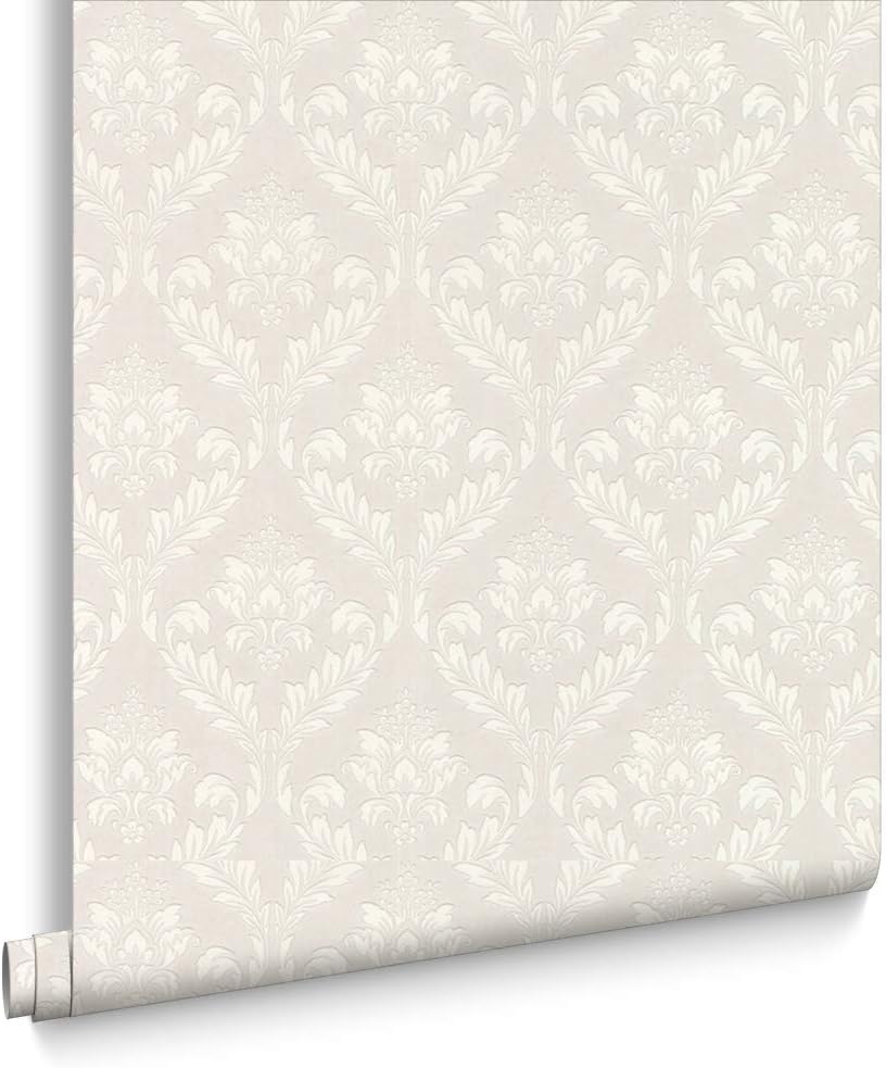 Superfresco Paintable Medium Damask Durable Heavy Duty Wallpaper, White