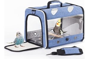 ORIZZP Bird Carrier, Bird Travel Carrier for Parrot with Wooden Perch and Tray, Bird Carrying Carrier(Blue, Bird Carrier)