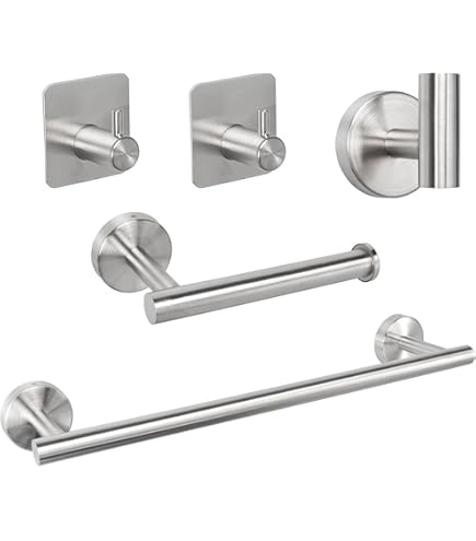 Toallero Plateado, Juego De Barra De Toalla De Acero Inoxidable, Soporte Para Anillos, Accesorios De Baño