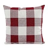 Uarter Checkers Plaids Throw Pillow Case Sham Decor Cushion Covers Square Red White 18x18 Inch Linen