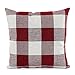 Uarter Checkers Plaids Throw Pillow Case Sham Decor Cushion Covers Square Red White 18x18 Inch Linen