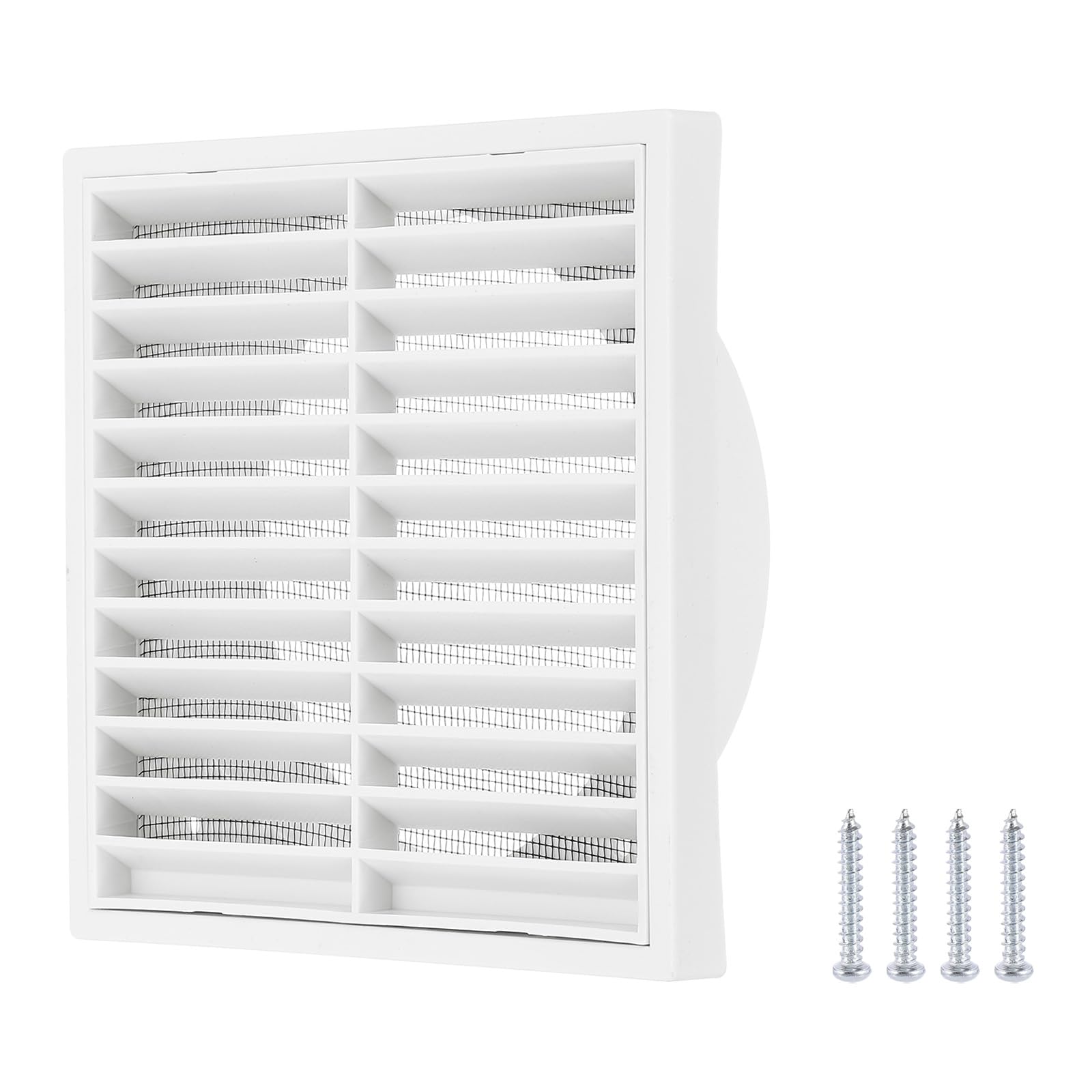 PATIKIL 6" Wall Vent, ABS Gable Vent Grille Louvered Square Louver Air Vent Cover with Screen Mesh for Exterior Wall AC HVAC Intake Exhaust Ventilation