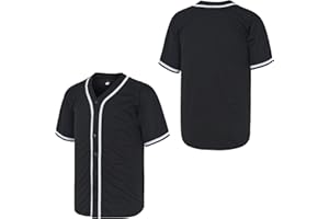 XWEARE Custom Blank Baseball Jersey for Men Casual Button Down Shirts Short Sleeve Active Team Sports Uniform