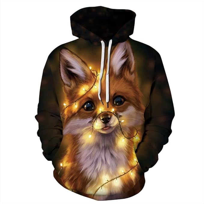 Amazon.com: Animal Christmas Digital Printing Couple Long Sleeve Hooded Sweater Loose Casual 