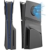 Pro Disc Edition Cover Plates with Cooling Vents for New PS5 Pro Console, Shell Panels Compatible with New PlayStation 5 Pro Accessories Protective Replacement Faceplate (Black)