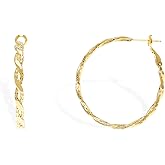 Jean Beau Gold Plated Hoop Hollow Circle Earrings for Women, Trendy Statement Vintage Huggie Hypoallergenic Earing Fashion Jewelry Prom Gift
