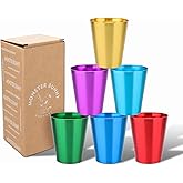 Aluminum Cups Reusable 12oz 6 Packs, Colorful Party Cups for Drinking Metal Recyclable in 6 Colors, Blue Red Gold Green Purple Durable Cup for Outdoor, Camping, Sports