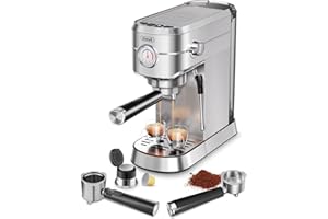 Gevi Espresso Machine 20 Bar with Portafilter for Nespresso Original Capsules and Coffee Powder, Professional Espresso Maker with Milk Frother, Super-Automatic Espresso Machines, Gift for Coffee Lover