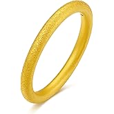 ZHOU LIU FU 24K Solid Gold Rings Pure Gold Simple Blessing Band Chunky Stackable Ring Fashion Jewelry for Women Her Mom Birthday Anniverdary Size 8-19 AD015486