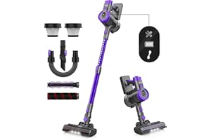 DEVOAC Cordless Vacuum Cleaner, Ultra-Quiet Stick Vacuum, 365W Motor 28KPa Powerful Suction, Up to 45mins Runtime, Ultra-Light 6 in 1 Handheld Vacuum for Hard Floor Carpet Pet Hair -V90