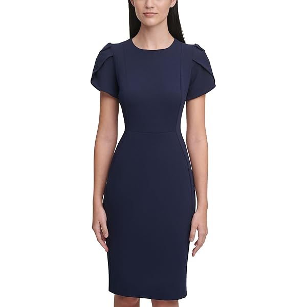 Calvin Klein V-Neck Short Sleeve Midi Dress Black 2 at Amazon Women's  Clothing store