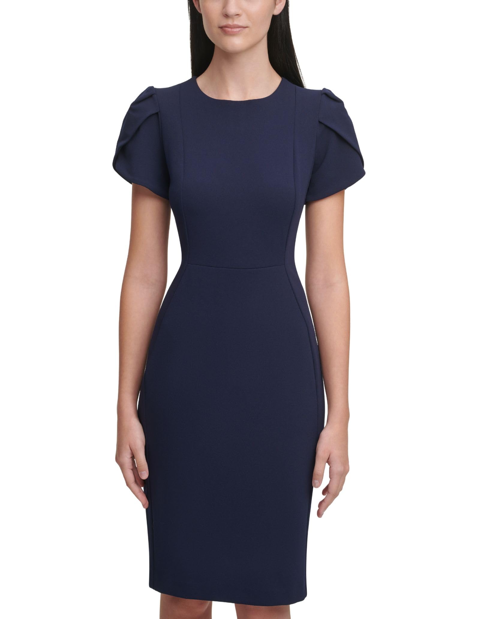Calvin Klein Women’s Tulip Sleeved Sheath Dress, Indigo, 16