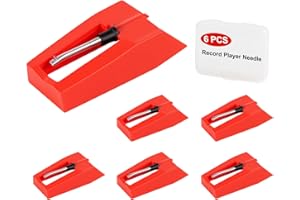 Jiomrzo 6 Pack Record Player Needle Replacement, Upgraded Vinyl Record Needle Compatible with Crosley, Victrola, ION & More Turntable, Easy Install, Premium Sound Quality Turntable Stylus