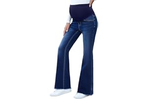 BLENCOT Maternity Jeans for Women Over Belly Pregnancy Pants Comfy Pregnant Jeans Flare Denim Jeans with Pockets