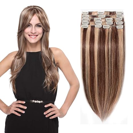 My Lady 18 Inches 4 27 Medium Brown Mix Dark Blonde Clip In 100