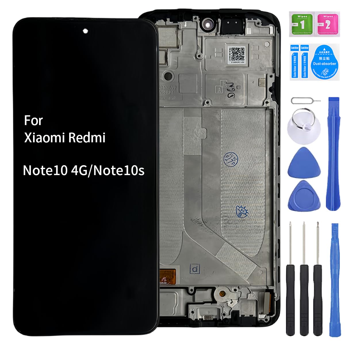 iYAiYO LCD Display Digitizer Touch Screen Replacement Compatible with Redmi Note 10 4G / Note 10S M2101K7AI, M2101K7BG OLED Full Screen with Frame-Black