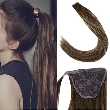 Amazon Com Laavoo Tied Back Ponytail Silky Straight Human Hair