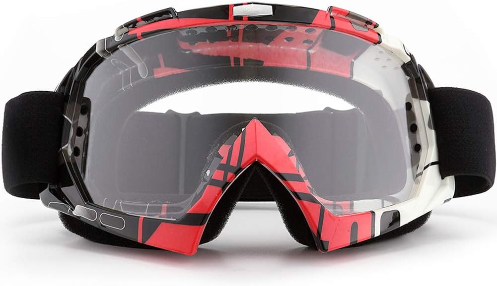 SPOSUNE Motorcycle Goggles, ATV Dirt Bike Off Road Racing MX Riding Goggle Anti-Scratch Dustproof Bendable UV400 Eyewear Padded Soft Thick Foam,Adjustable Strap Adults' Cycling Motocross