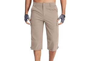 Men's Capris Cargo Pants Quick Dry 3/4 Long Shorts Summer Casual Outdoor Sweat Shorts for Fishing Golf Athletic Hiking