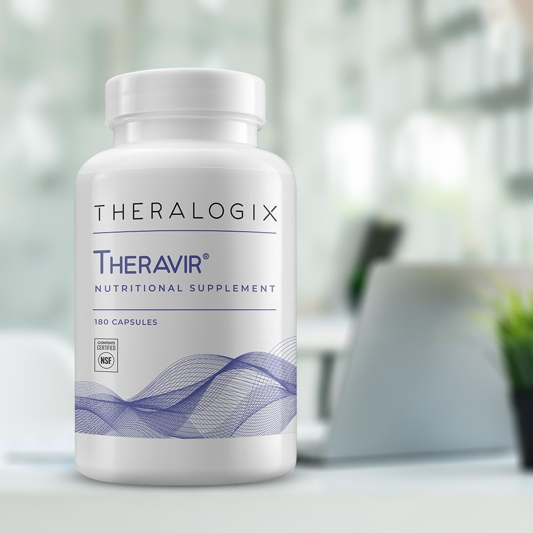 Theralogix Theravir Immune Support Supplement - 90-Day Supply - Immune Support Supplement for Women & Men - Includes Vitamin D3, Vitamin C, Zinc, Quercetin & Melatonin - NSF Certified - 180 Capsules