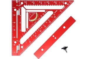CYOKET Innovative Rafter Square Tool, Sherwap Rafter Square Tool, Triangle Ruler Rafter Square Protractor, Advanced Carpenter Square with Jig Block, Layout Measuring Tool(Red)